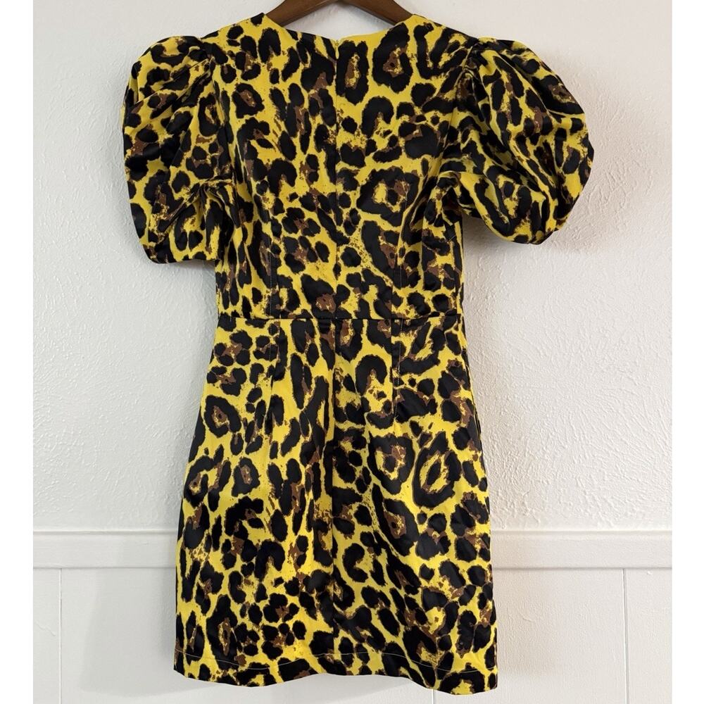 Endless Rose Leopard Print Puff Sleeve Mini Dress XS NWT V Neck Bodycon - Picture 5 of 9